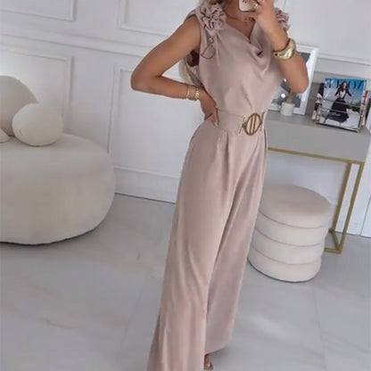 ✨Women's Floral-Embellished Sleeveless Jumpsuit